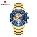 NAVIFORCE NF9173 Golden Stainless Steel Chronograph Watch For Men - Royal Blue & Golden. 