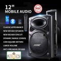 Trolley Speaker with Microphone Rechargeable Bluetooth Wireless function Speaker size 12''.