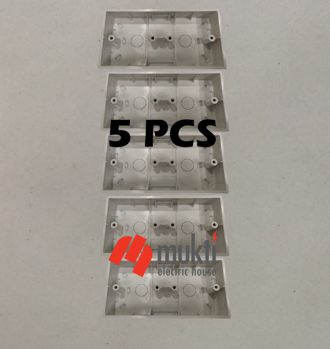 5pcs%20Two%20Gang%20China%20Made%20MK%20Type%20White%20PVC%20Junction%20Box%20for%20Electrical%20Square%20Edge%20Premium%20Caliber%20Plastic%20Wall%20Switch%20Back%20Cover%202%20Part%202Gang%20-%20Image%202