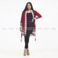 Ladies Winter Long Sleeve Open Cardian Sweater with Button – Maroon. 