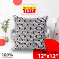 Decorative Cotton Cushion Cover_Black_(12"x12")_Only Cover. 