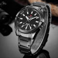 NAVIFORCE NF9038 - Black Stainless Steel Analog Watch for Men - Black.