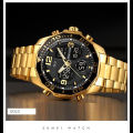 SKMEI 1649 Golden Stainless Steel Dual Time Sport Watch For Men - Golden.