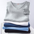 Mens V-neck Rib Structure Thermal Cotton Vest T-shirt From Levin. 