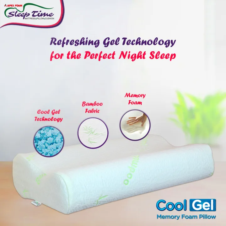 SLEEP%20TIME%20-%20Cool%20Gel%20Memory%20Foam%20Contour%20Pillow%20-%20Bamboo%20Fabric%20(20"x13.5")%20-%20Image%202
