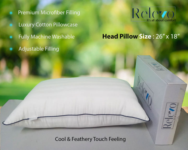 Relevo Premium Quality Pillow Measuring 26X18 Inches - Combining Comfort And Style For Good Night's Sleep