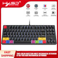 HXSJ L600 87 Keys Wired Mechanical Keyboard Two-color Injection Keycap White Backlight Detachable Type-C Cable (Red Switches). 