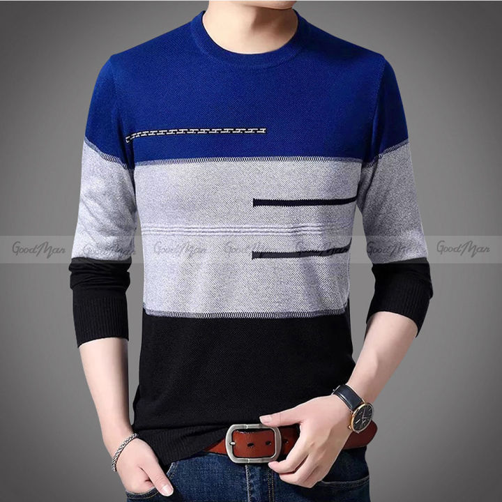 Quality Blue Color Cotton Full Sleeve Sweater  for Men