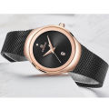 NAVIFORCE NF5004 Black Mesh Stainless Steel Analog Watch For Women - RoseGold & Black.