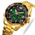 SKMEI 1649 Golden Stainless Steel Dual Time Sport Watch For Men - Golden.