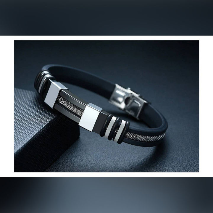 Stainless Steel Bracelet Men Wrist Band Black Link Punk Wristband