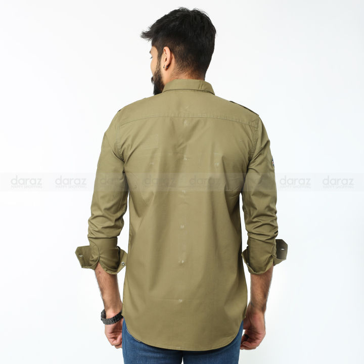 Men%60s%20Cotton%20Olive%20Colour%20Casual%20Full%20Sleeve%20Shirt%20by%20PONNO%20BAZAAR%20-%20Image%204