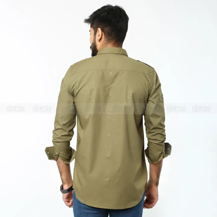 Men%60s%20Cotton%20Olive%20Colour%20Casual%20Full%20Sleeve%20Shirt%20by%20PONNO%20BAZAAR%20-%20Image%204
