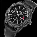 Naviforce NF9117 - Black PU Leather Analog Watch for Men - Black. 