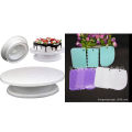 cake decoration turntable - 28 cm and  3 pieces set of plastic cream scraper for pastry cake decoration combo pack of 2 items. 