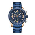 NAVIFORCE NF8017 Royal Blue Stainless Steel Chronograph Watch For Men - RoseGold & Royal Blue. 