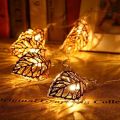 Metal Fairy light 3d leaf shape golden color current driven pieces set - Light Decoration.