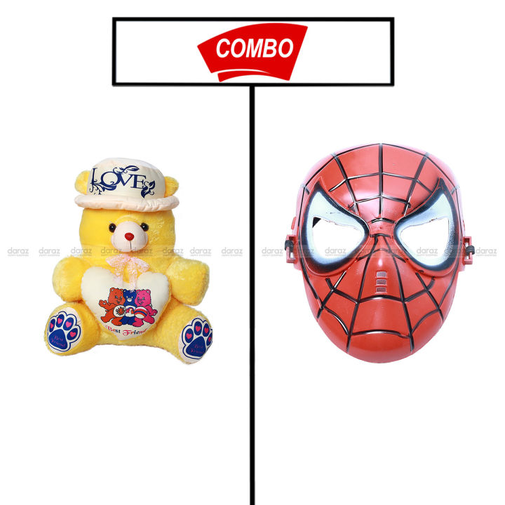 TEDDY BEAR & SPIDER MAN COSTUME false face COMBO