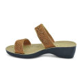Light & Easy Brown Pu Synthetic Comfit Orchid Dual Strap Sandal For Women - Shoe For Women. 