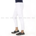 White Cotton Narrow Fit Stitch Pajama for Men.