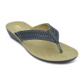 Light & Easy Black Pu Synthetic Rance Toe-Post Sandal for Women. 