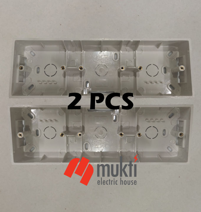 2Pcs%20Three%20Gang%20China%20Made%20MK%20Type%20White%20PVC%20Junction%20Box%20For%20Electrical%20Square%20Edge%20Premium%20Caliber%20Plastic%20Wall%20Switch%20Back%20Cover%203%20Part%203Gang%20-%20Image%202