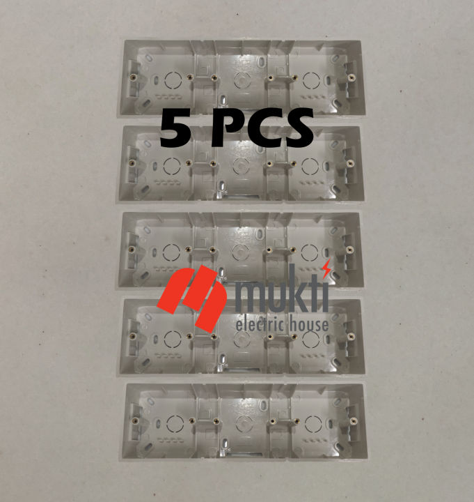 5Pcs%20Three%20Gang%20China%20Made%20MK%20Type%20White%20PVC%20Junction%20Box%20For%20Electrical%20Square%20Edge%20Premium%20Caliber%20Plastic%20Wall%20Switch%20Back%20Cover%203%20Part%203Gang%20-%20Image%202