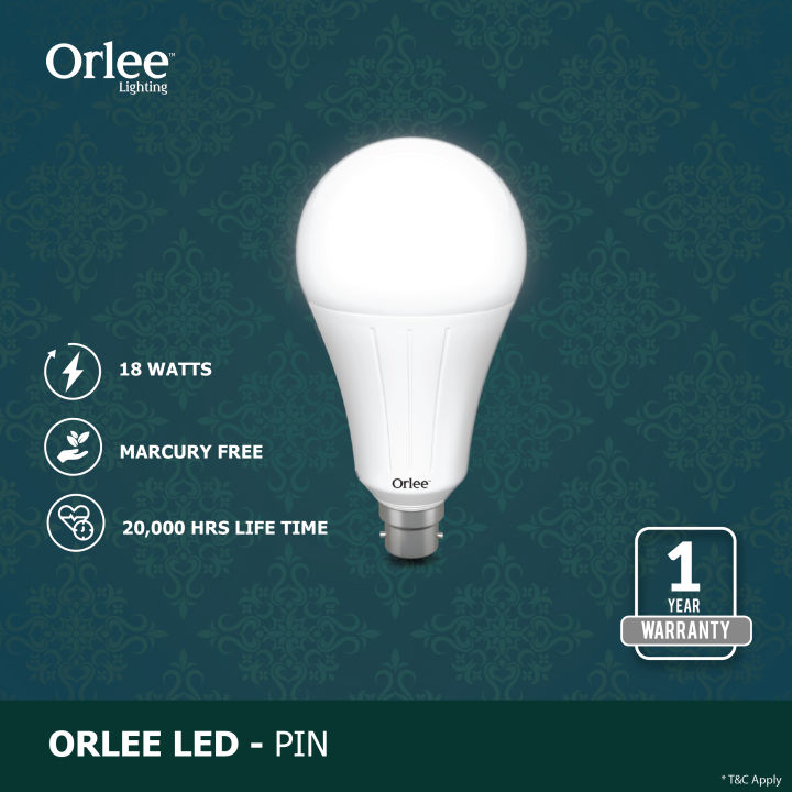 Orlee AC LED Bulb 18 Watt Daylight B22 (Pin)