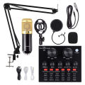 BM800 Professional Condenser Studio Record Microphone With Sound Card Live Microphone Package Phone & Computer.