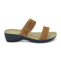 Light & Easy Brown Pu Synthetic Comfit Orchid Dual Strap Sandal For Women - Shoe For Women. 