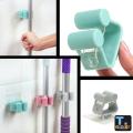Wall Mounted Mop Holder Brush Broom Hanger Storage Rack Kitchen Organizer with Mounted Accessory Hanging Cleaning Tools. 