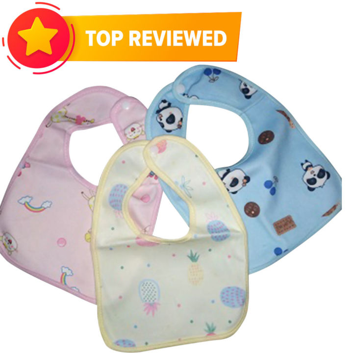 3%20Pcs%20Combo%20Fashionable%20Cotton%20Bibs%20For%20Baby%20(Pink,Blue,Yellow)%20-%20Image%203