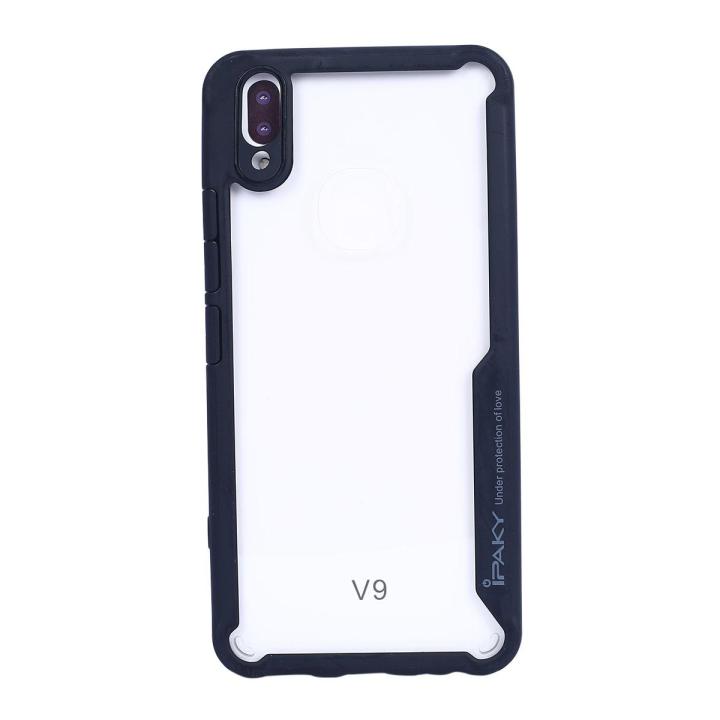 Vivo V9 Ipaky Bumper Protective Transparent Case - Black