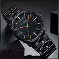 Authentic Curren 8321 Black Stainless Steel Analog Watch For Men - Black. 