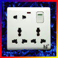 Electric 8 pin wall multi socket with Indicator 3 pin Double & 2 Pin With Switch.
