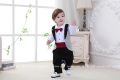 Boy baby red bow tie romper party dress.