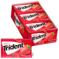 Trident strawberry Flavor Gum Full Box - 12 Pack (Sugar-Free). 