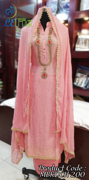 Semi-stitched Kundan Stone Heavy Karchupi Work Silk Cotton Salwar Kameez 3 Piece / Indian Designer Dress