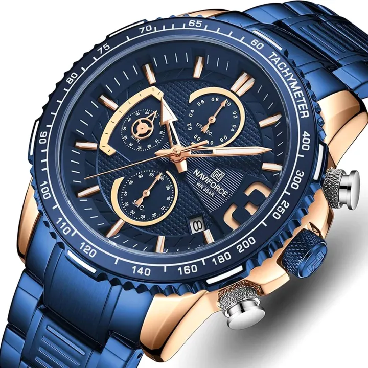NAVIFORCE%20NF8017%20Royal%20Blue%20Stainless%20Steel%20Chronograph%20Watch%20For%20Men%20-%20RoseGold%20&%20Royal%20Blue%20-%20Image%203