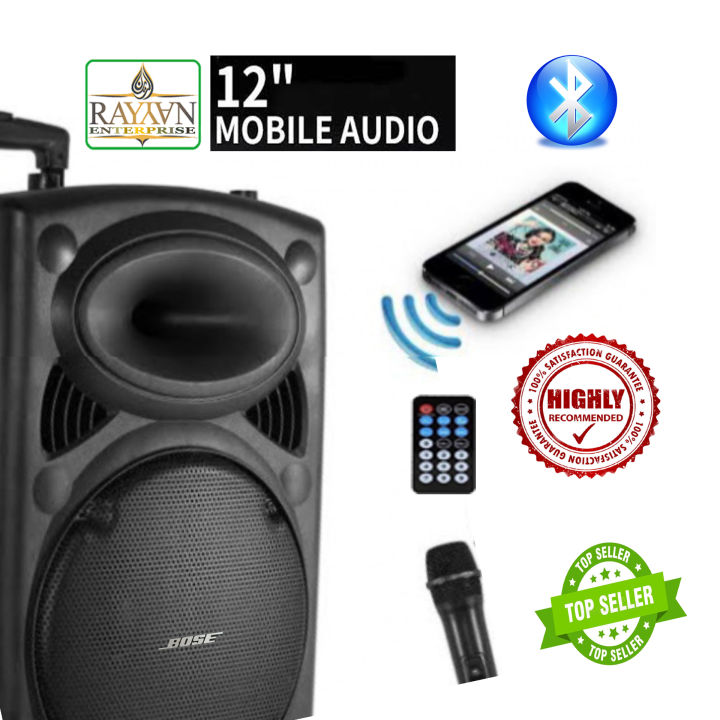 Microphone,%20%20Wireless,%20%20Bluetooth,%20Rechargeable%2012"%20Speaker%20with%20Portable%20Trolley%20music%20instruments%20disc%20jockey%20Sound%20box%20-%20Image%209