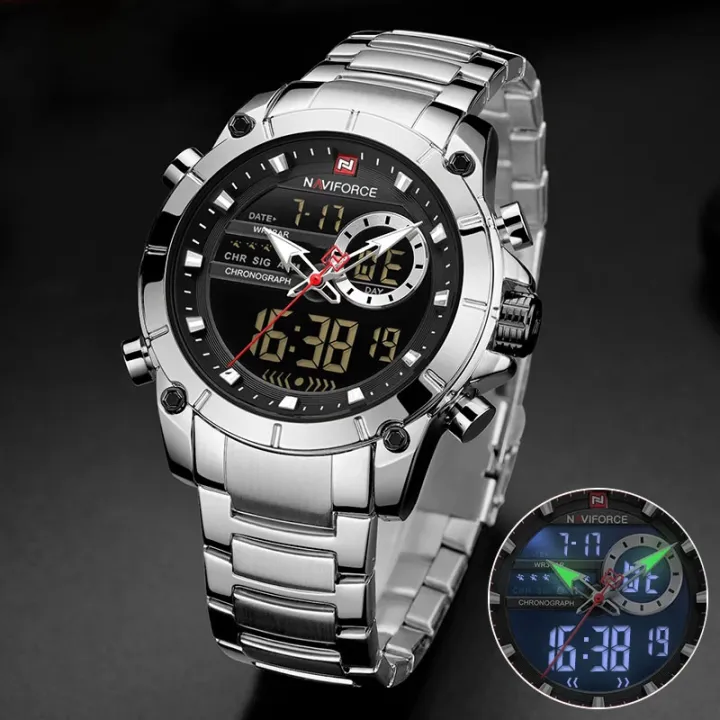 NAVIFORCE%20NF9163%20Silver%20Stainless%20Steel%20Dual%20Time%20Wrist%20Watch%20for%20Men%20-%20Image%205