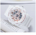 SKMEI 1688 White PU Dual Time Watch For Unisex - White. 
