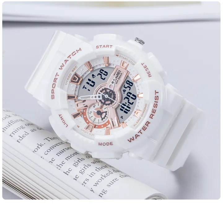 SKMEI%201688%20White%20PU%20Dual%20Time%20Watch%20For%20Unisex%20-%20White%20-%20Image%205