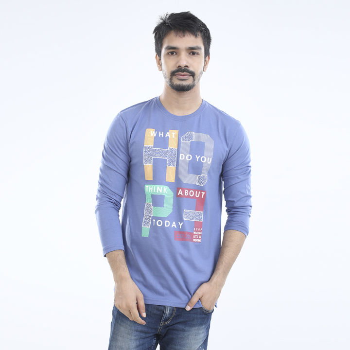 Hidency%20print%20Vinyl%20Sky%20Blue%20Color%20Cotton%20Full%20Sleeve%20T-Shirt%20For%20Men's%20-%20Image%203