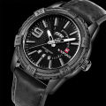 Naviforce NF9117 - Black PU Leather Analog Watch for Men - Black. 
