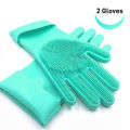 Silicon Dish Washing Kitchen Hand Gloves (Various Colors). 
