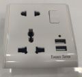 Energy Super VIP Off White 13A 5 Pin Double USB Multi Dual Universal Socket Switch 5Pin. 