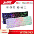HXSJ 61 Keys Dual-mode Keyboard BT 5.0 Compact Keyboard 2.4G  RGB Backlit Keyboard Double Shot Injection Keycaps. 