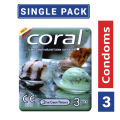 Coral Ice Cream Flavored Lubricated Natural Latex Condom- 3x1- 3 Pieces. 