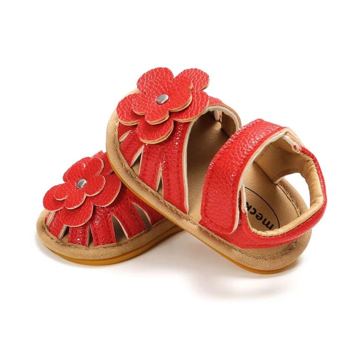 [TinyStepsBD] Flower design sandals for Baby Girls (Red)